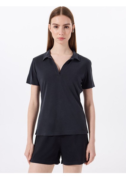 Siyah Kadın Relaxed T-Shirt J5SL-TST7056