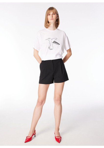Yüksek Bel Tailored Fit Siyah Kadın Şort F4SL-SHT W38