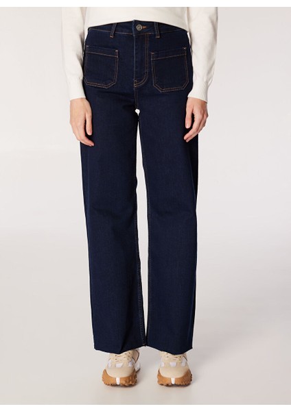 Bol Kesim Koyu Indigo Kadın Denim Pantolon J4WL-PNT7119 modelleri