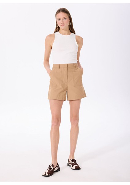 Bej Kadın Relaxed Düz Şort F5SL-SHT0154