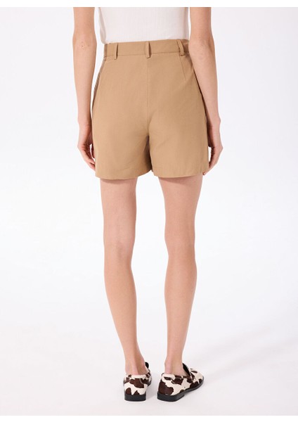 Bej Kadın Relaxed Düz Şort F5SL-SHT0154