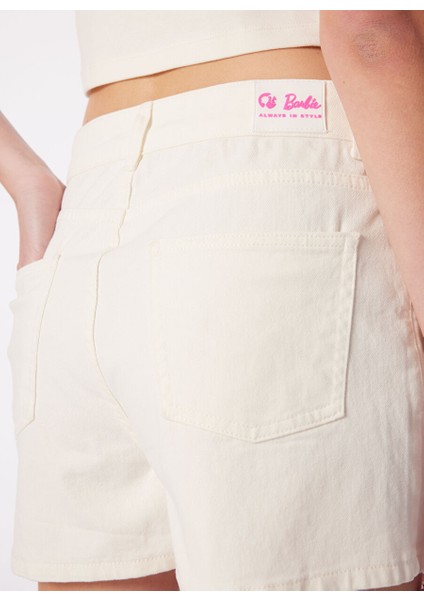 Beyaz Kadın Denim Şort BRB4SL-SRT6078