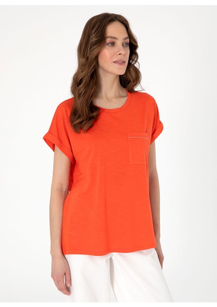Kırmızı Kadın Regular Fit T-Shirt Polen
