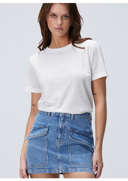 Kırık Beyaz Kadın Regular Fit T-Shirt 1094669