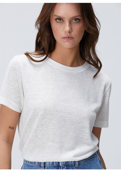 Kırık Beyaz Kadın Regular Fit T-Shirt 1094669 fiyatları