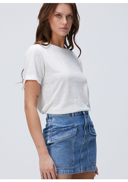 Kırık Beyaz Kadın Regular Fit T-Shirt 1094669 fırsatları
