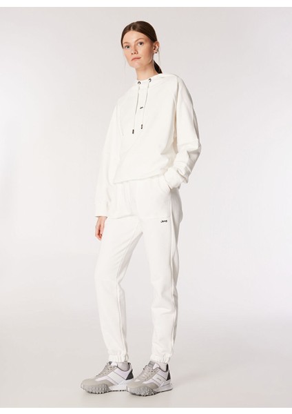 Ekru Kadın Kapüşonlu Loose Fit Blok Sweatshirt C4WL-SWT4809