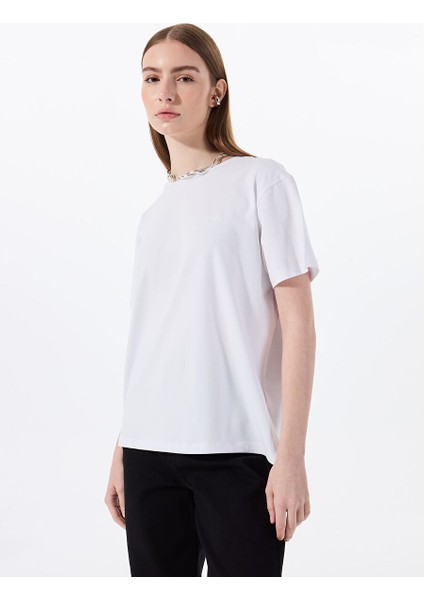 Beyaz Kadın Relaxed T-Shirt M5SL-TST1858