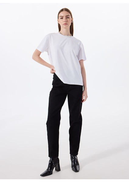 Beyaz Kadın Relaxed T-Shirt M5SL-TST1858 modelleri