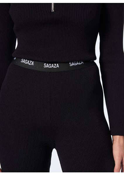 Siyah Kadın Dar Fitilli Pantolon SGZB140