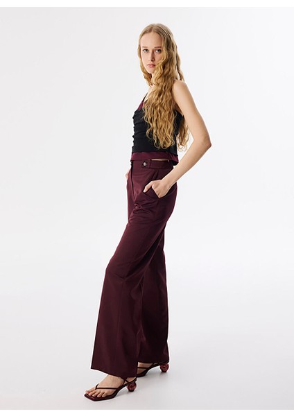 Bordo Kadın Standart Düz Pantolon TS1250003113