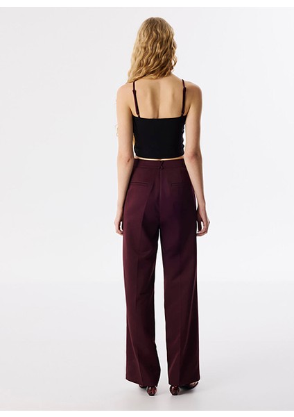 Bordo Kadın Standart Düz Pantolon TS1250003113