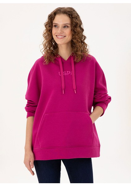 Fuşya Kadın Kapüşon Oversize Sweatshirt Radas