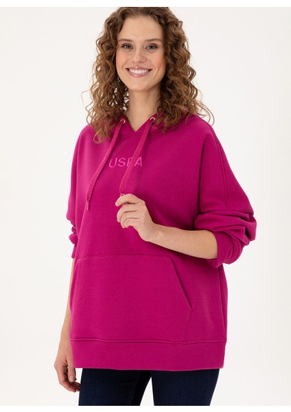 Fuşya Kadın Kapüşon Oversize Sweatshirt Radas modelleri
