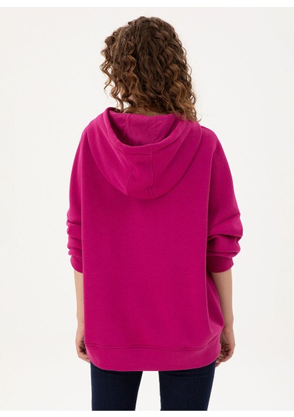 Fuşya Kadın Kapüşon Oversize Sweatshirt Radas indirimleri