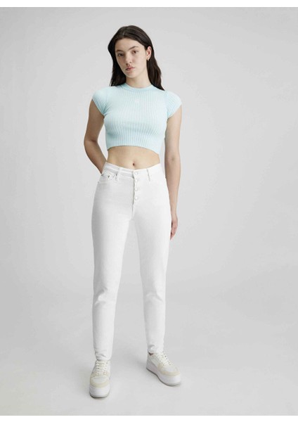 Yüksek Bel Dar Paça Normal Beyaz Kadın Denim Pantolon J20J2227651AA modelleri