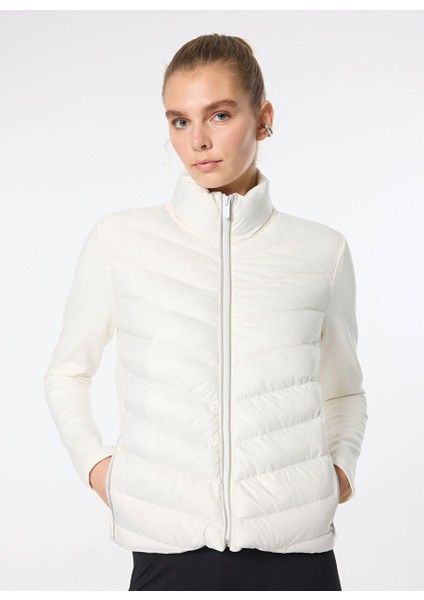 Kırık Beyaz Kadın Dik Basic Kapitone Sweatshirt F4WL-MNT W60