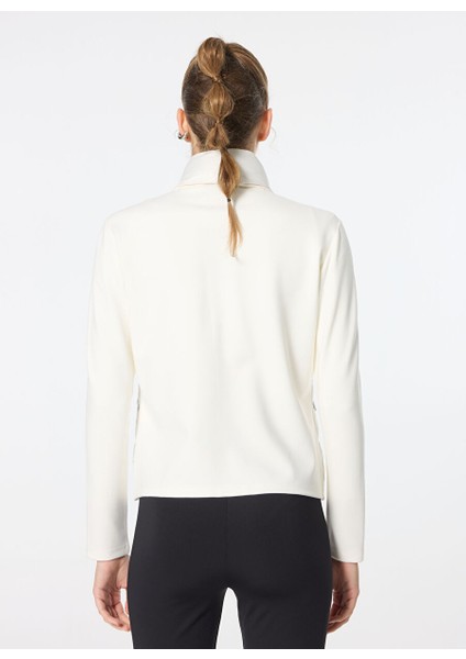 Kırık Beyaz Kadın Dik Basic Kapitone Sweatshirt F4WL-MNT W60