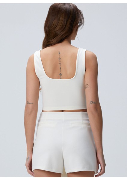 Kırık Beyaz Kadın Cropped Fit T-Shirt 1094243 modelleri