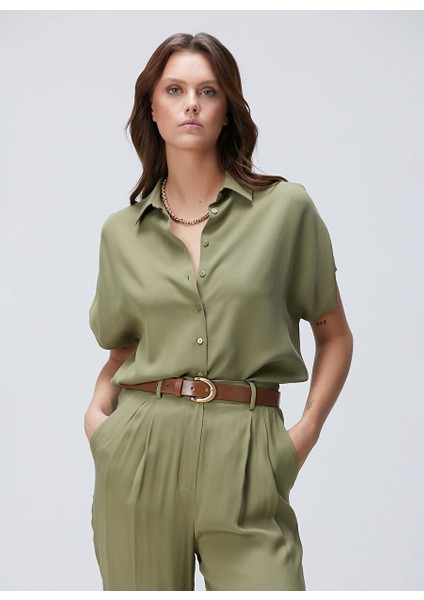 Haki Kadın Gömlek Regular Fit Gömlek 1094891