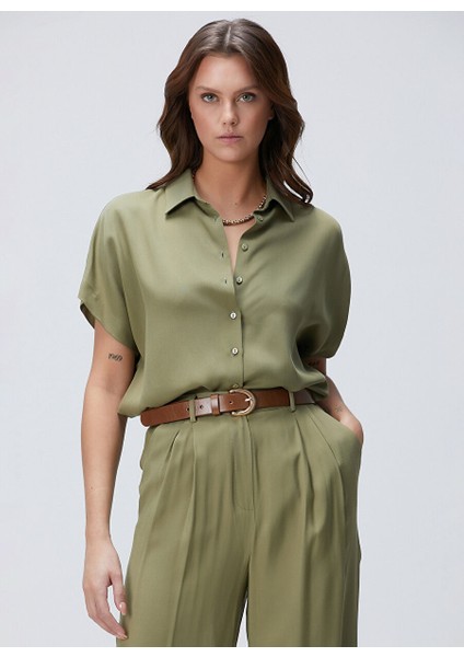 Haki Kadın Gömlek Regular Fit Gömlek 1094891