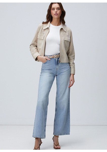 Açık Indigo Kadın Rahat Denim Pantolon 1094363