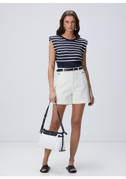 Kırık Beyaz Kadın Regular Fit Denim Şort 1094367