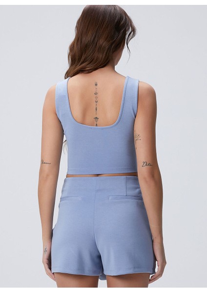 Açık Mavi Kadın Cropped Fit T-Shirt 1094243 indirimleri