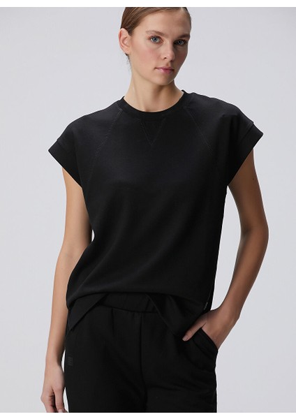 Siyah Kadın Bisiklet Basic Sweatshirt 1094670