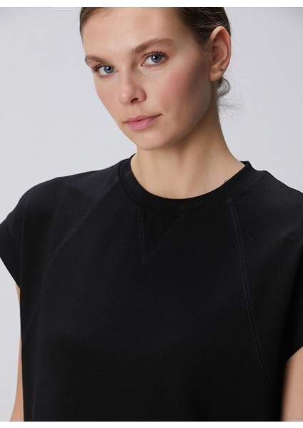 Siyah Kadın Bisiklet Basic Sweatshirt 1094670