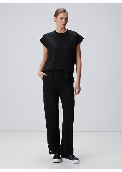 Siyah Kadın Bisiklet Basic Sweatshirt 1094670