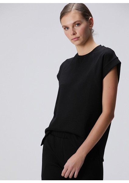 Siyah Kadın Bisiklet Basic Sweatshirt 1094670