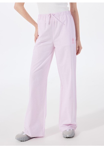 Pembe Kadın Bol Kesim Çizgili Pantolon J5SL-PNT7010 modelleri