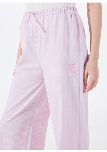 Pembe Kadın Bol Kesim Çizgili Pantolon J5SL-PNT7010 fırsatları