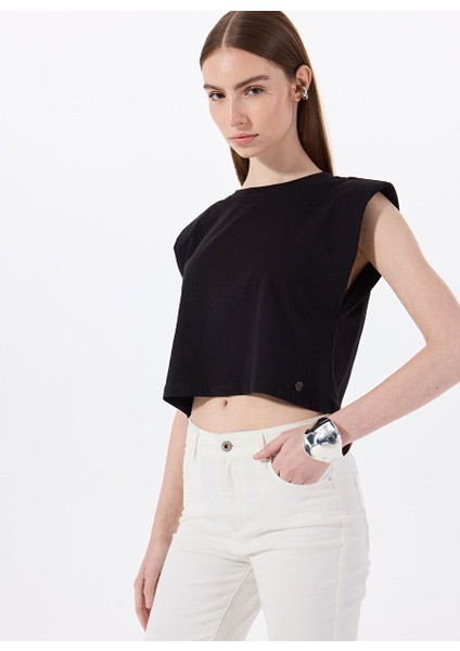 Siyah Kadın Normal T-Shirt M5SL-TST1170