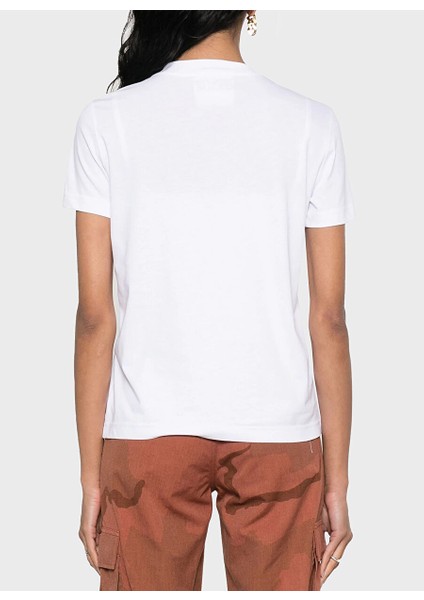 Yuvarlak Yaka Baskılı Beyaz Kadın T-Shirt 76HAHT04 modelleri