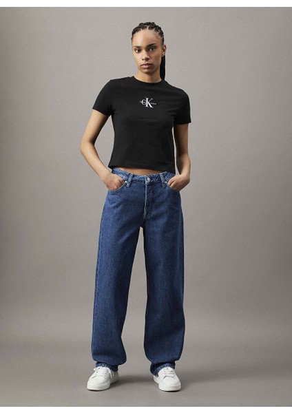 Siyah Kadın Normal Düz T-Shirt J20J223113BEH