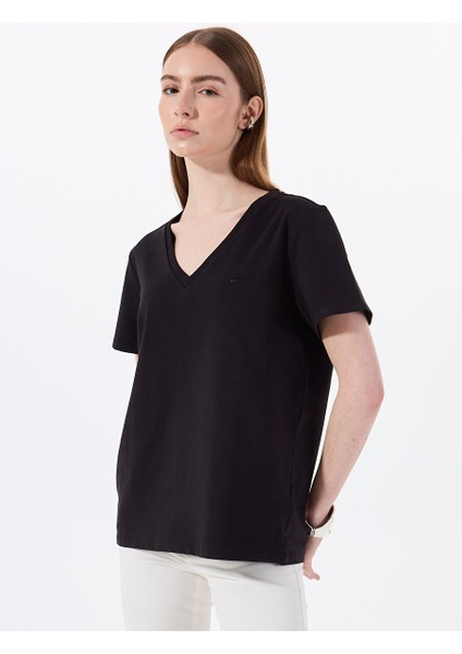 Siyah Kadın Relaxed Nakışlı T-Shirt M5SL-TST1848
