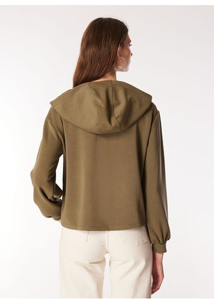 Haki Kadın Kapüşon Oversize Düz Sweatshirt F4WL-SWT0563 indirimleri