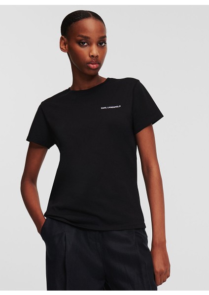 Siyah Kadın Standart Baskılı T-Shirt 245W1714 fiyatları