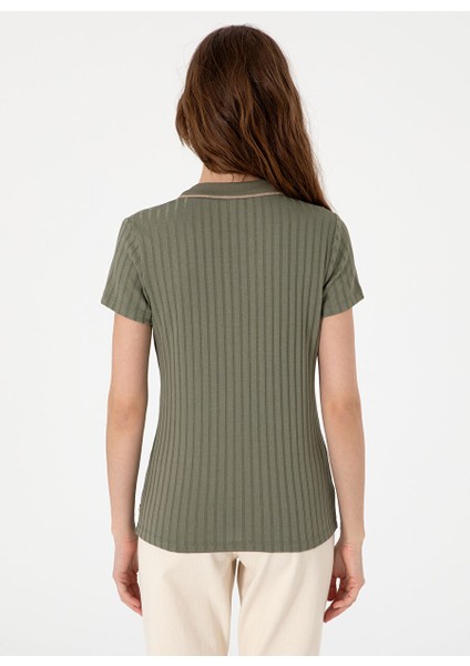 Haki Kadın Slim Fit T-Shirt Rıno indirimleri