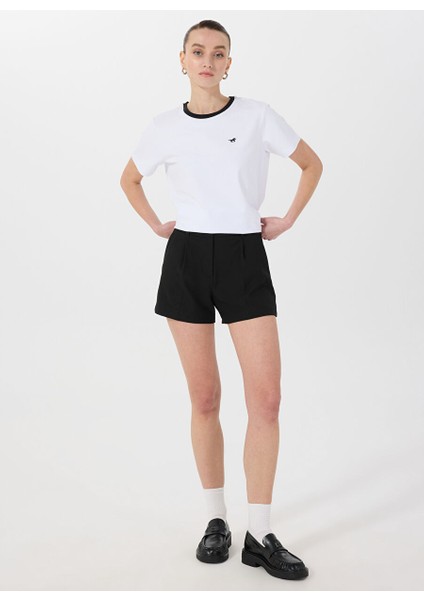 Beyaz Kadın Basic Nakışlı T-Shirt M5SL-TST1849 modelleri