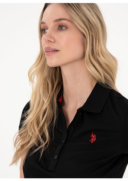 Siyah Kadın Slim Fit Polo T-Shirt GTP-IY025 fiyatları
