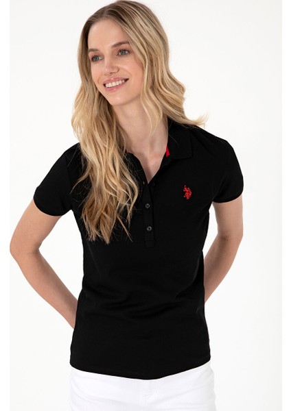 Siyah Kadın Slim Fit Polo T-Shirt GTP-IY025 modelleri
