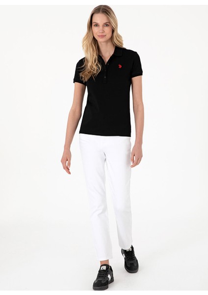 Siyah Kadın Slim Fit Polo T-Shirt GTP-IY025 fırsatları