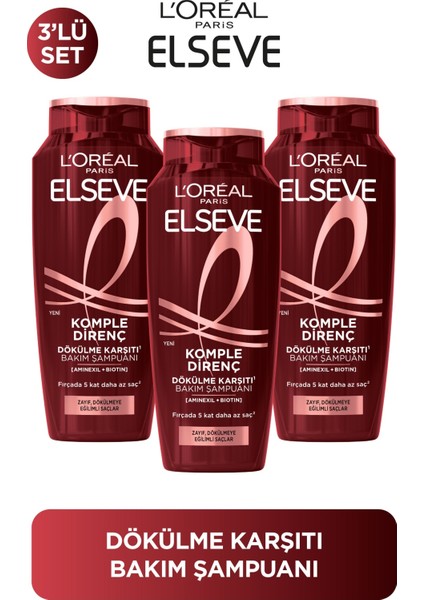 L'Oreal Paris 3'lü Elseve Komple Direnç Dökülme Karşıtı Şampuan 300ml