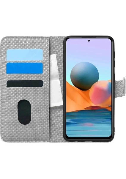 Omix X300 Uyumlu Kart ve Para Bölmeli Standlı Cüzdanlı Kılıf - Gri