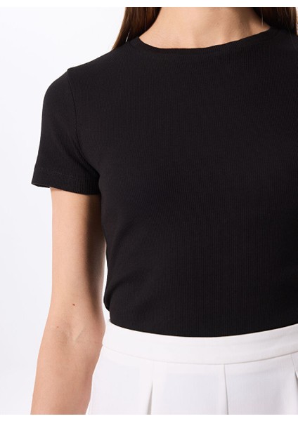Siyah Kadın Bisiklet Yaka Basic T-Shirt Teo fırsatları