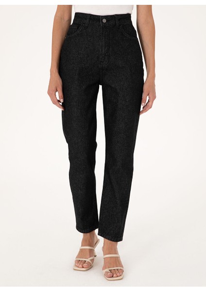 Siyah Kadın Mom Fit Denim Pantolon E-Mam Black fiyatları