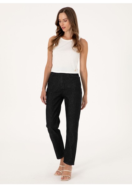 Siyah Kadın Mom Fit Denim Pantolon E-Mam Black modelleri